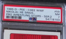 1985 OPC O-Pee-Chee WWF #59 Roddy Piper Nikolai Volkoff Wrestling Card PSA 7 - £40.06 GBP