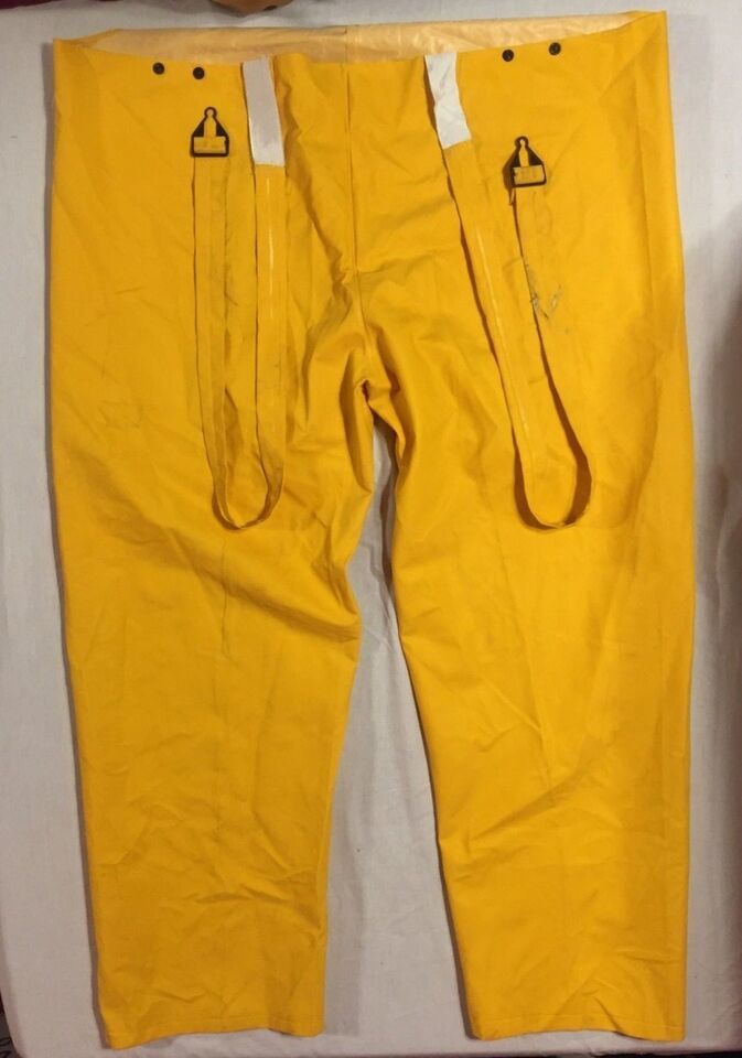 ORANGE 2XL XXL WET RAIN SUIT PANTS BOTTOMS ADJUSTABLE ELASTIC SUSPENDERS... - $18.57