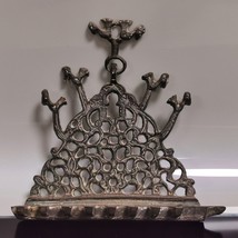 Rare Antique Bronze Hanukkah Lamp Menorah Morocco Ca 1900 Wall Hanging - $55.74