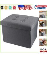 Grey Folding Ottoman Footrest Stool with 43L Storage - Modern Decor Esse... - $849.12 MXN