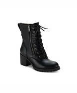 Sun Stone Womens 9 M Black Lace Up  Block Heel Ankle Combat Boots NIB HJ4 - $39.19