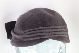 Vtg 50s Saks Fifth Avenue Distressed Felt Wool Ribbed Bowtie Juliet Hat Size 22 - £30.54 GBP