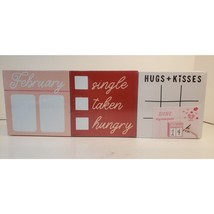 Valentine&#39;s Day Themed 3 Pack 4&quot; Wood Block Sign Set w/ Writable Dry Era... - $93.01 MXN