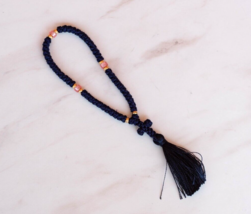 50 Knots Dark blue prayer rope with pink beads Orthodox Christian Brojanica - £19.21 GBP