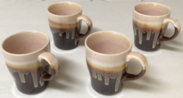 Brown Drip Glaze CULINARY CONCEPTS 4 piece Ceramic 9.6 oz Coffee MUG SET... - $37.68