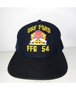 Vintage US Navy USS Ford FFG-54 Decommissioned Snapback Hat Navy Blue - £16.54 GBP