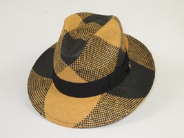 Men's Bruno Capelo Genuine Straw Fedora Hat Cubano CU405 Black/Natural image 3