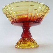 Jeannette Glass Amberina Louisa Footed Fruit Bowl Compote Yellow Red VTG... - £23.03 GBP