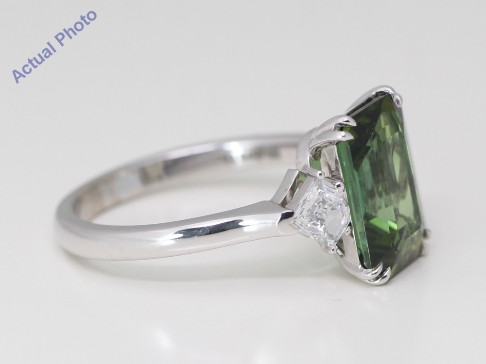 14k Gold Emerald shield Tourmaline Diamond Shield Ring Green White VS2  Item image 2