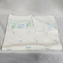 Elephant Bunny Rabbit Teddy Bear Lion Flower Blue Green Flannel Baby Blanket - £31.57 GBP