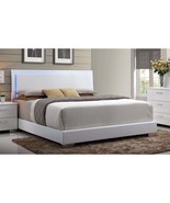 Lorimar King Bed w/Led, White Faux Leather &amp; White Leg - $888.89 CAD