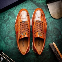 Brescia Genuine Snake and Calfskin Fashion Sneaker Honey image 10