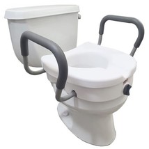 Raised Toilet Seat With Handles, 5&quot; Toilet Seat Riser with Arms, Handica... - $151.16