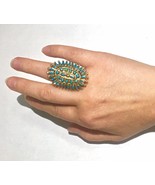 Very LARGE RaRe Zuni petit point solid 14k gold vintage ring - £3,911.21 GBP