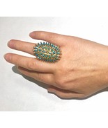 Very LARGE RaRe Zuni petit point solid 14k gold vintage ring - $94,525.87 MXN