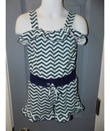 Lily Bleu Chevron Romper Beach Teal Navy White Size 3T Girl&#39;s EUC - $21.91 CAD