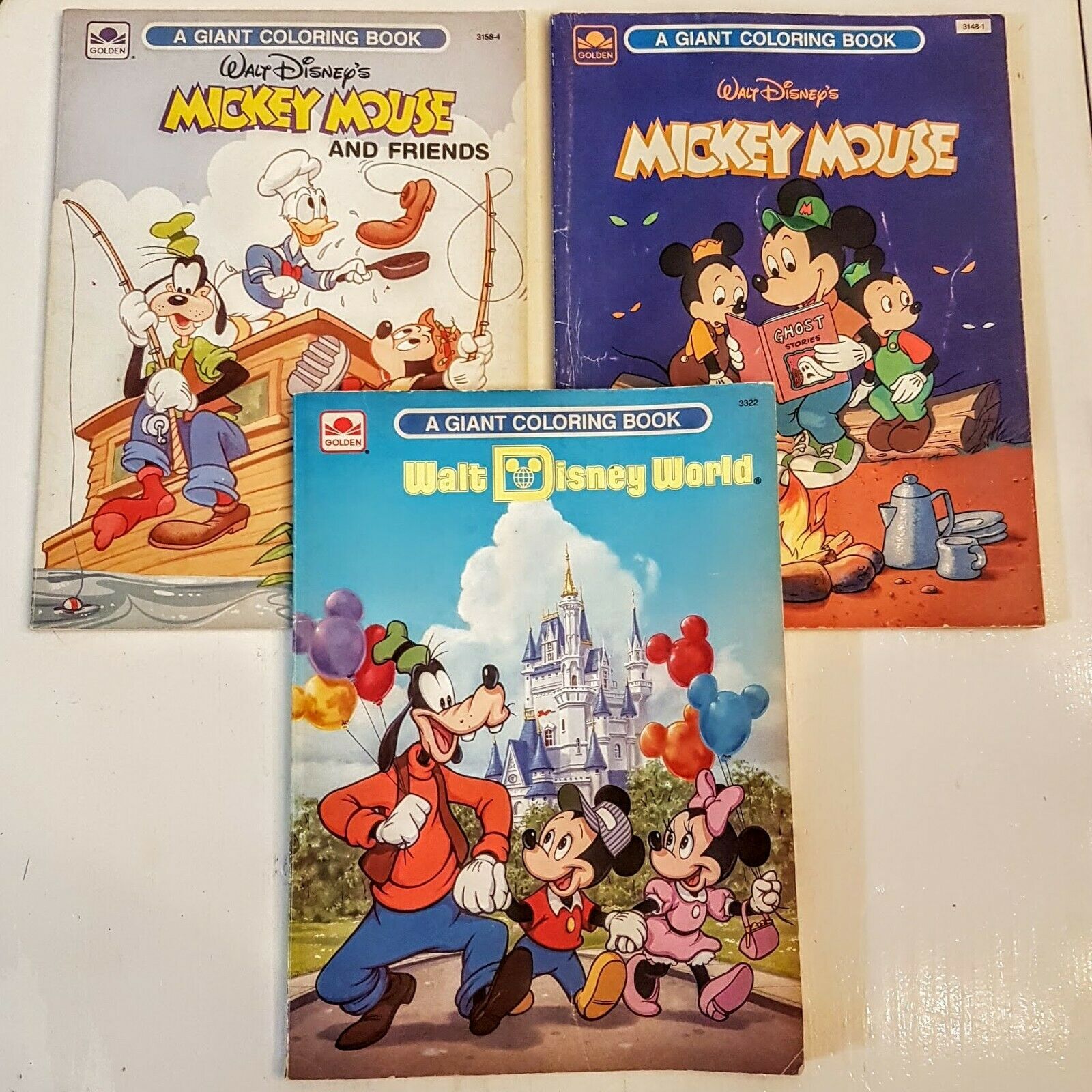 Mickey Minnie Mouse Goofy Giant Coloring Golden Book LOT 1987-1991 VTG Disney - $35.64
