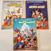 Mickey Minnie Mouse Goofy Giant Coloring Golden Book LOT 1987-1991 VTG D... - $35.64