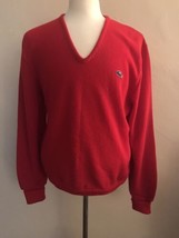 Vintage 1960&#39;s Izod Lacoste Red V-Neck Long Sleeved Pullover Sweater Men... - £21.09 GBP