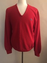 Vintage 1960&#39;s Izod Lacoste Red V-Neck Long Sleeved Pullover Sweater Men... - £20.61 GBP