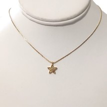 Open Work Star Necklace Dainty Pendant Yellow Gold Plated Adjustable Celestial  - £15.89 GBP