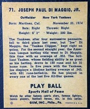 1941 Play Ball #71 Joe DiMaggio Reprint - MINT - NY Yankees - £1.56 GBP