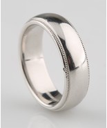 Tiffany &amp; Co Mens Platinum Milgrain Wedding Band Ring 6mm Size 7.5 Retir... - £1,781.74 GBP
