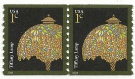 Scott 3758a - Tiffany Lamp - 1¢ Stamp Coil Pair - MNH 2008 - £0.77 GBP