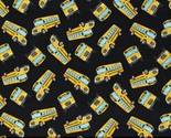 Cotton School Buses Vehicles Transportation Black Fabric Print by Yard D... - £12.49 GBP