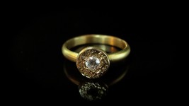 Engagement ring. 14K Yellow gold ring with 0.16ct&#39; Diamond. very unique engageme - £637.45 GBP