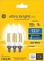 Ge Ultra Bright Led Light Bulbs, 100W, Soft White Candle Lights,, Pack Of 1 - £25.28 GBP