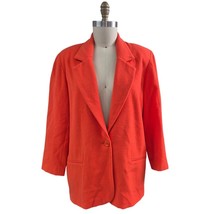 Vtg 80s 90s Ellen Figg Orange Wool Blend Blazer Coat Shoulder Pads Sz 12 - $734.18 MXN