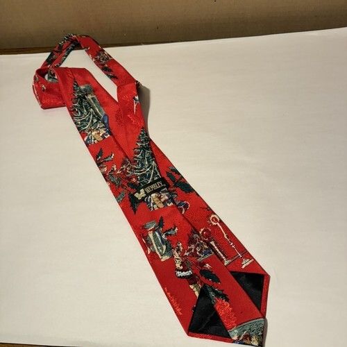 Wembley Christmas Tree Santa Holiday Red Tie Men's Fashion Novelty Necktie Item image 8