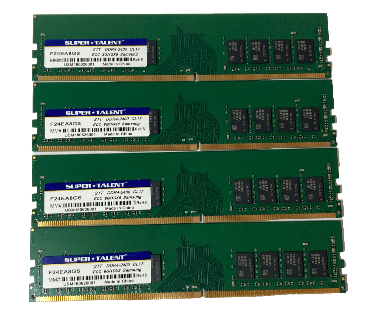 32GB 4x8GB Server Ram PC4-19200 DDR4 2400 DIMM Unbuffered 288Pin ECC F24... - $44.50