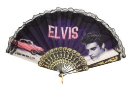 Elvis Presley  pink Cadillac hand fan lace trim   #9024 9.5” x 18” - €9,63 EUR