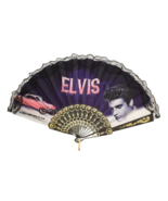 Elvis Presley  pink Cadillac hand fan lace trim   #9024 9.5” x 18” - $10.99