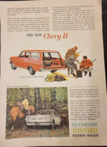 Vintage Colorized Ad Page Chevrolet 1962 Station Wagon Nova &amp; Corvair - £5.17 GBP