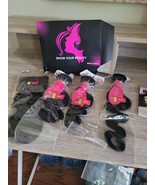100% Human Hair Bundles Black Body Wave 14&quot; 16&quot; 18&quot; 20&quot; Natural Color - $82.17 CAD