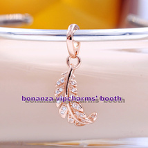 2023 Spring Release 14k Rose gold-plated Floating Curved Feather Dangle Charm  - £12.28 GBP