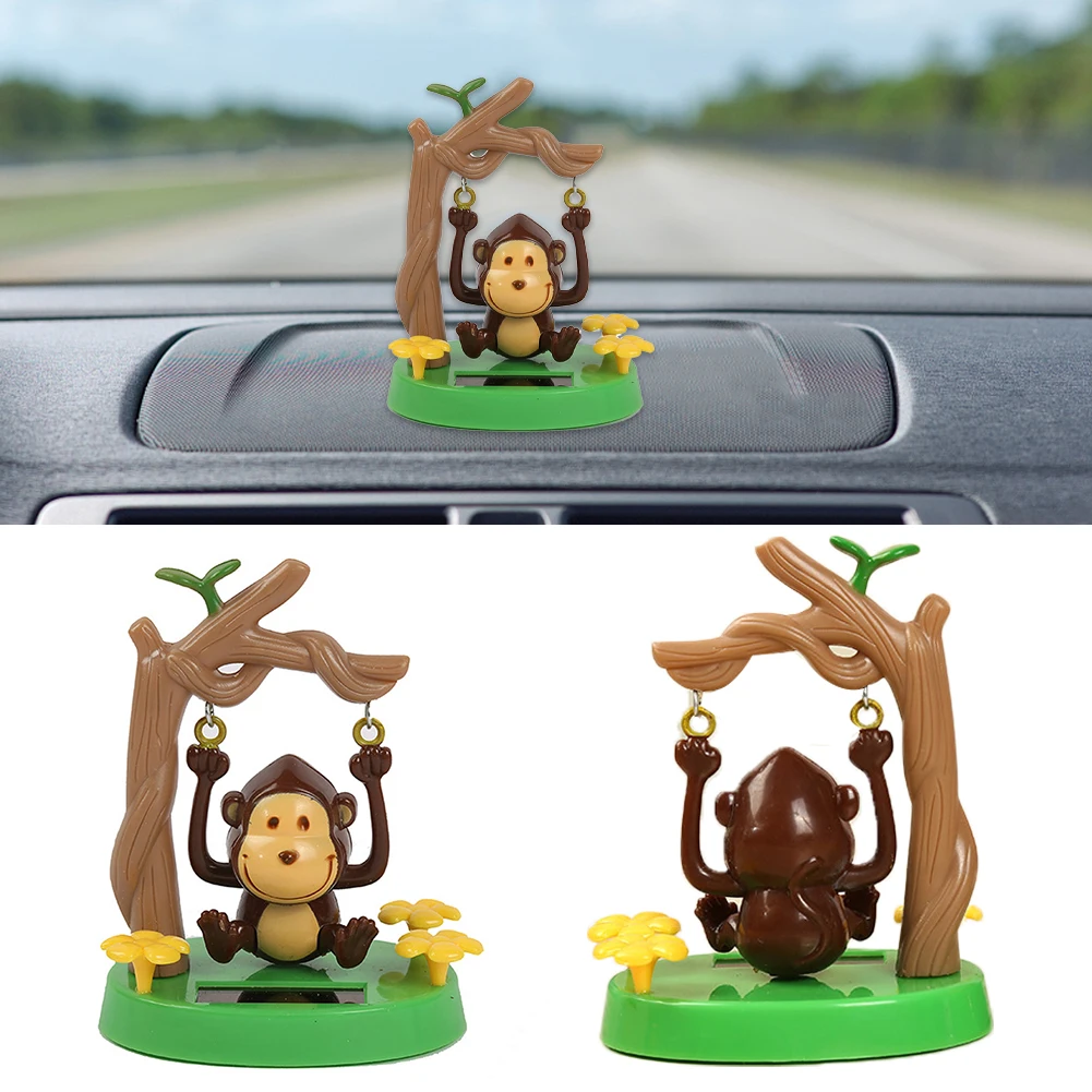 Solar-Powered Dancing Monkey Car Ornament - Cute Animal Swinging Toy for Car S - £11.05 GBP