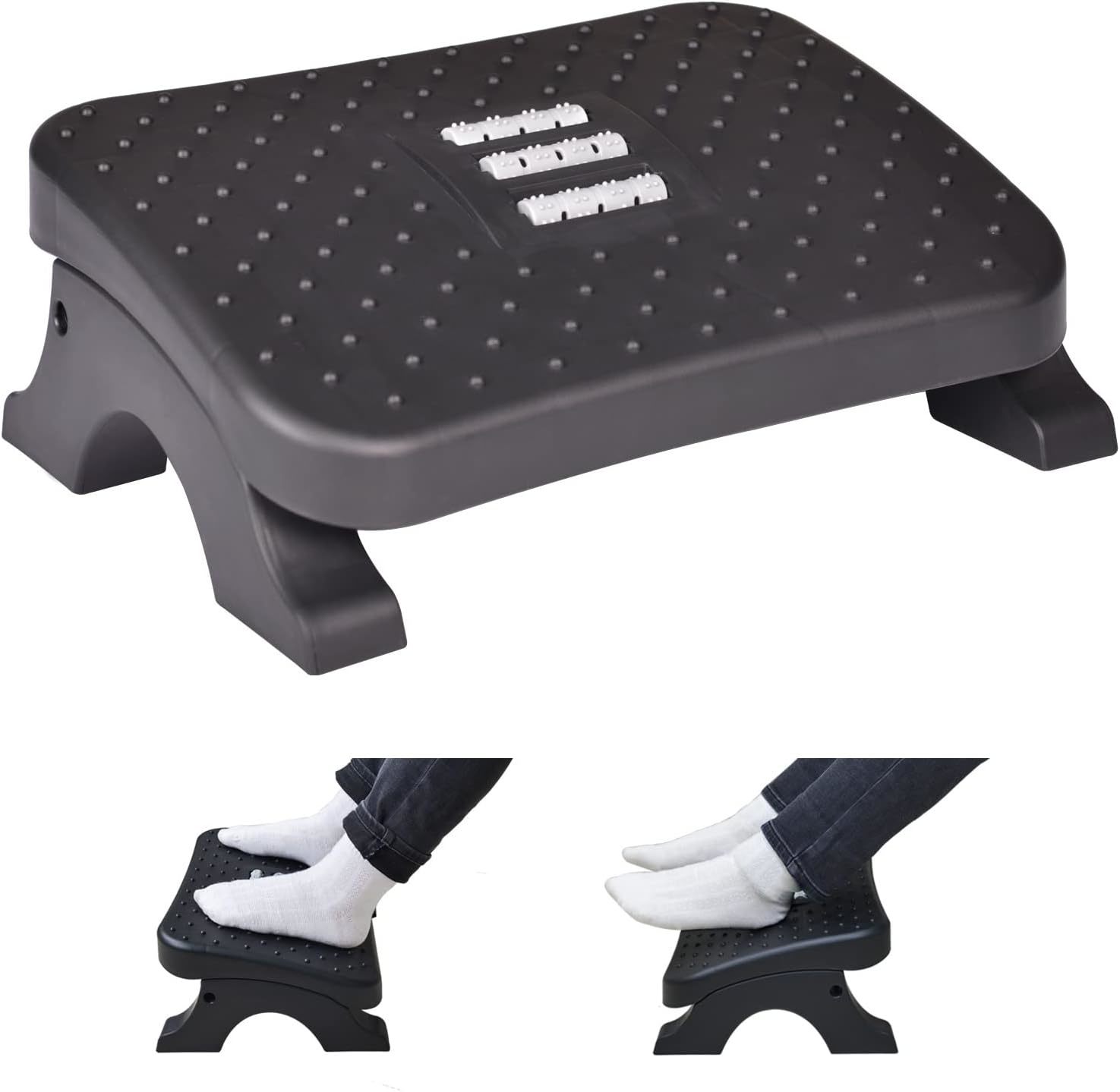 Scalebeard Under Desk Footrest, Ergonomic Foot Stool With Massage Rollers - $37.97