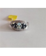 AQUAMARINE OVAL &amp; KANCHANABURI BLUE SAPPHIRE RING, 925 SILVER, SIZE 9, 1... - $123.48 CAD