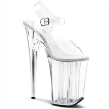 Pleaser 9&quot; Heel Women&#39;s Clear Platform Ankle Strap Sandal INFINITY-908 - £77.17 GBP