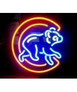 MLB Chicago Cubs Bear Baseball Neon Light Sign 16&quot; x 16&quot; - £390.13 GBP
