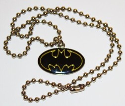 DC Comics Batman Black and Yellow Outline Bat Logo Metal Enamel Necklace... - £7.53 GBP