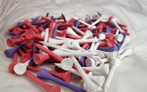 Lot of Golf Tees Multicolor Purple Red White Wood - $9.99