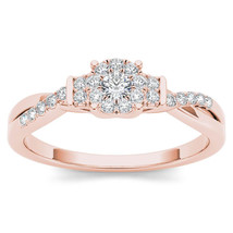 10K Rose Gold 0.25 Ct Diamond Twist Shank Cluster Engagement Ring - £295.38 GBP