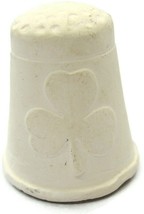 Shamrock Clover Ceramic Thimble White Unglazed  - $15.83