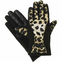 Isotoner Black Leopard Matrix Fleece Nylon Smar Touch Therm Aflex Gloves M L - £19.81 GBP