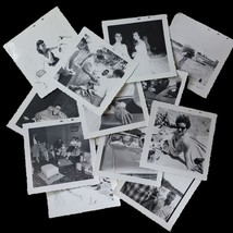 Vintage Photograph Lot of 12 Black and White Pictures 1960 Beach Car Scalloped - £28.36 GBP